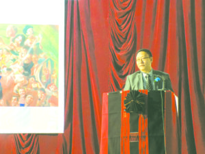 MK Mero addressing students at the PGSU’s cultural day in Kohima town on Tuesday.