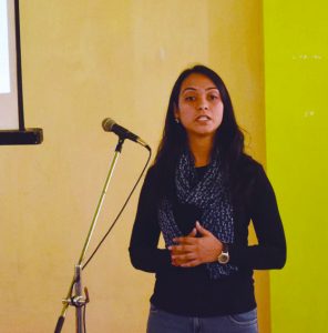 Kushboo Sharma speaking during the workshop in Kohima on November 21.