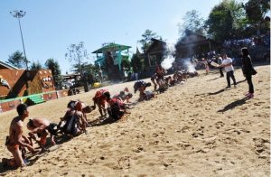 Traditional fire making competition on day 5 of the Hornbill festival at Kisama on December 5.