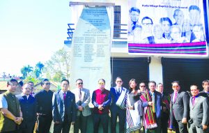 Nagaland Chief Minister TR Zeliang along with his cabinet Minister and dignitaries  after unveiling the monolith of the 75th Anniversary celebration of Kuda Village in Dimapur, Nagaland on Saturday, 17 December 2016. Photo by Caisii Mao