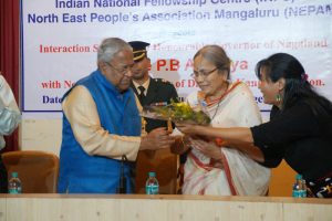 Governor PB Acharya being felicitated during the interaction session on December 26 at SDM  College seminar hall, Mangaluru.