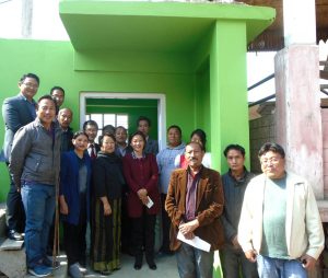 Nino Iralu, along with members of NSLSA posing lens after the inaugural of NMYO office building in Kohima on February 26.