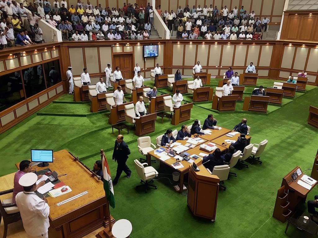Goa Chief Minister Manohar Parrikar in the State assembly during passing of the floor test in Panaji on Thursday.