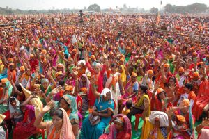 Mirzapur: Huge crowd of supporters at Prime Minister Narendra Modi's election campaign rally in favour of BJP candidates  in Mirzapur on Friday. PTI Photo   (PTI3_3_2017_000195B)