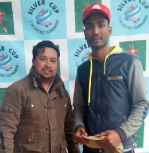 S S Alam of Royal Tourniquets after receiving the Red Cap award for the most runs scored till pre-quarter final.