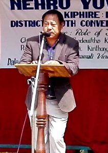 Deputy Commissioner, Kiphire, Sedevikho Khro speaking at the District Youth Convention in Kiphire organised by Nehru Yuva Kendra (NYK), Kiphire, on March 4.