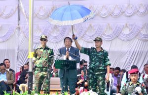 TH Muivah, General Secretary of the NSCN-IM address during the 38th Naga Republic Day celebration at the NSCN-IM Headquarter, Hebron, outskirt of Dimapur, Nagaland on Tuesday, March 21, 2017. Photo by Caisii Mao