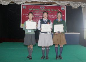 Winners of the Painting competition for girl's students of Mokokchung District during the week long ‘Swahh Shakti Week’, (March 1-8) culminated programme coinciding the observation of ‘International Women’s Day’, at Longkumer Kilem, Mokokchung on Wednesday, March 08, 2017.