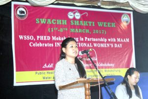 ADC Mokokchung Bengdanglila addressing the week long ‘Swahh Shakti Week’, (March 1-8) culminated programme coinciding the observation of ‘International Women’s Day’, at Longkumer Kilem, Mokokchung on Wednesday, March 08, 2017.
