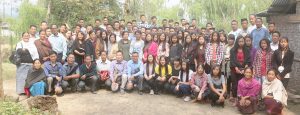 Youth campers along with Wepre Mero, Pastor of Chakhesang Baptist Church Kohima, Minister Hill, and other dignitaries of Chetheba Baptist Church at Ruzazu on Saturday.