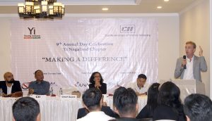 Co-founder of New Call Telecom Holdings, Nigel Eastwood, addressing the Young Indians event in Dimapur on April 7, Friday. 
