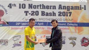 Tolto of Zienuobadze High Flyers receiving the Man of the match award on Saturday.