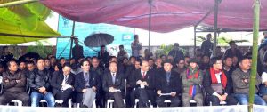 NPF sit in protest near Civil Secretariat Kohima on Monday 1