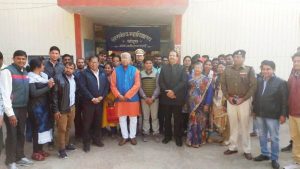 Governor Acharya and others with students and teachers of Government College Thandla on 11th Jan 2018
