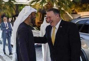 Sheikh Mohammed bin Zayed Al Nahyan greets visiting US Secretary of State Mike Pompe