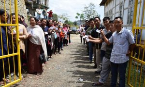 Voters in queue at Zenuobadze Kohima