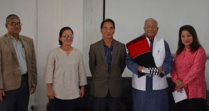 Governor Acharya with faculty members of NU Kohima Campus Meriema
