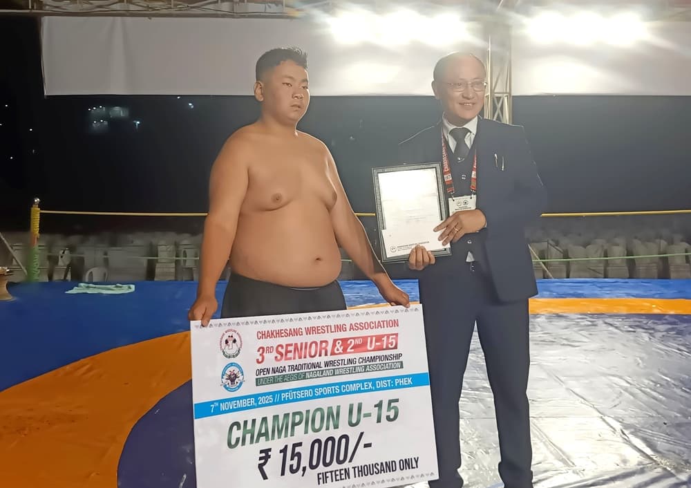 Venuzo Dawhuo wins Open Nagaland Traditional Wrestling Championship title