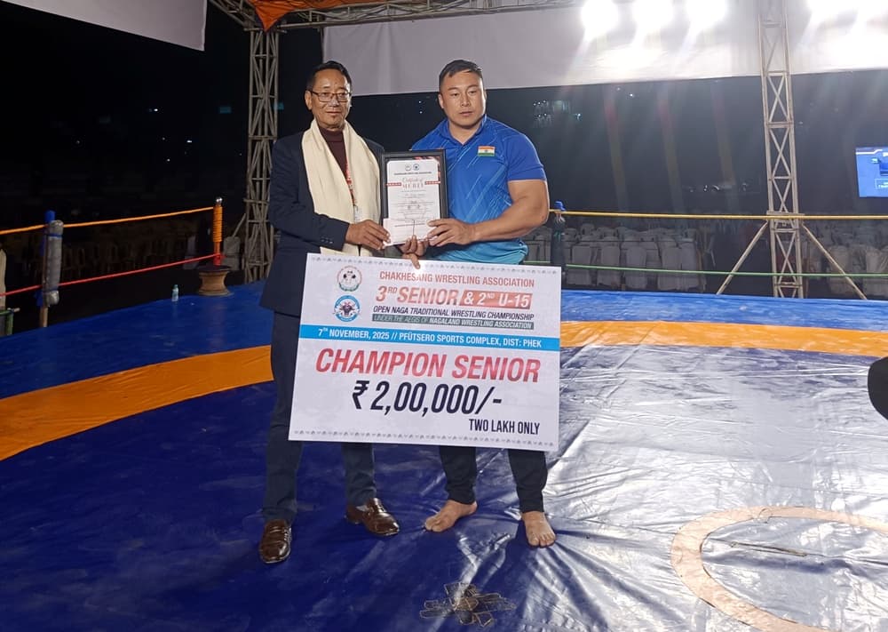 Venuzo Dawhuo wins Open Nagaland Traditional Wrestling Championship title