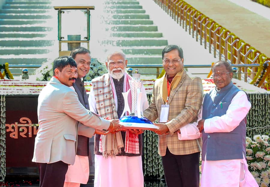 PM Modi pays tribute to martyrs of Assam Agitation at memorial in Guwahati
