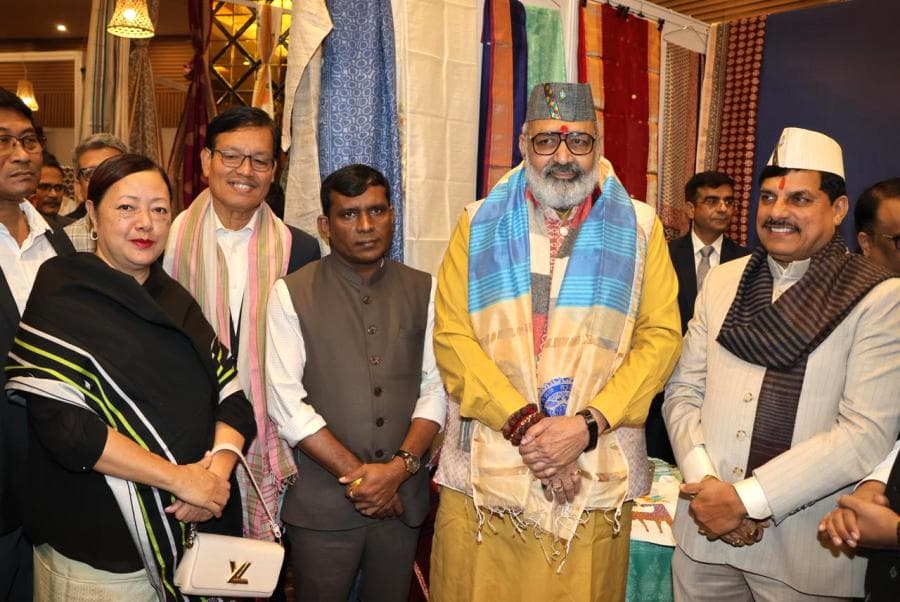 Salhoutuonuo Kruse with other dignitaries at the National Textiles Ministers’ Conference in Guwahati on Thursday.
