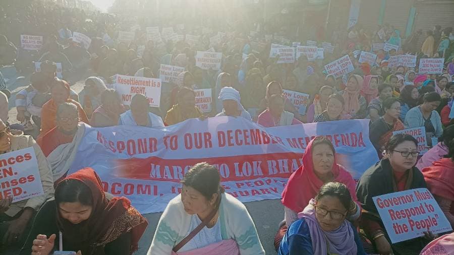 Internally displaced persons protest over resettlement demand in Manipur