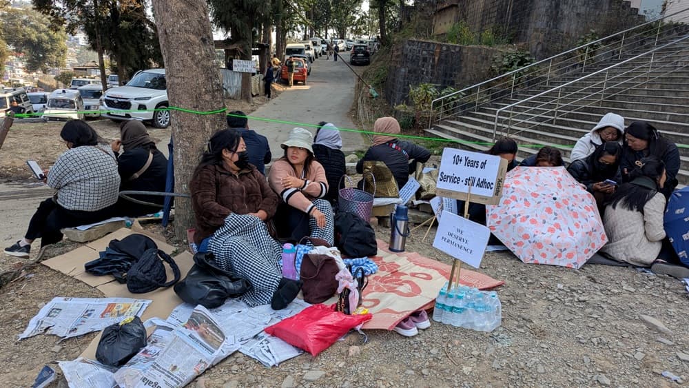 Nagaland ad hoc teachers to continue sit-in indefinitely; warn of hunger strike resumption