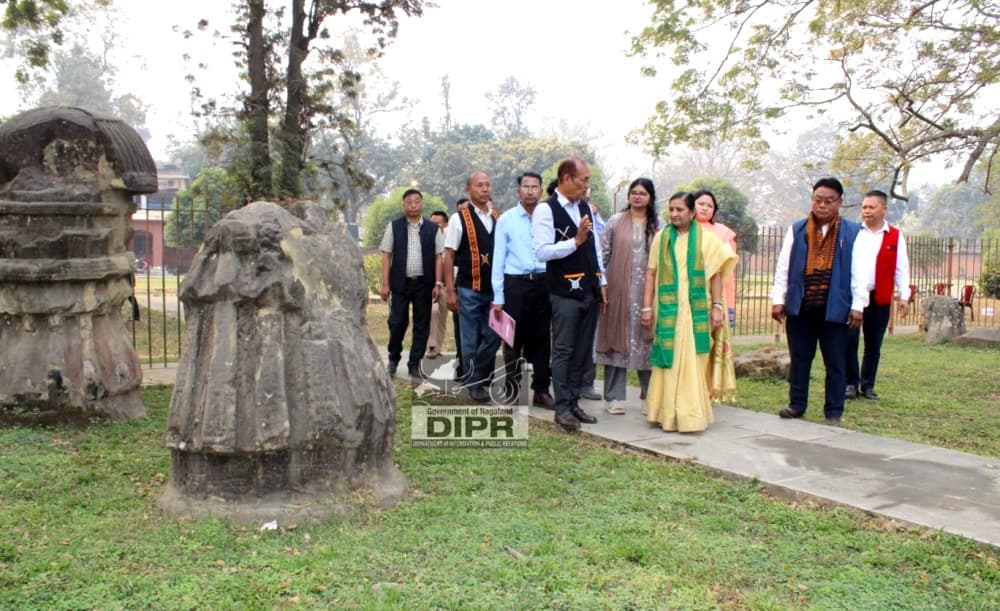 MoS Bambhaniya visits Kachari Ruins, Durga Mandir in Dimapur