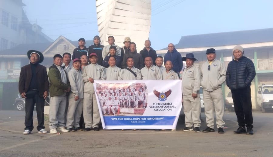 Phek District Veteran Football Association squad leaves for 13th NVFA Inter-District Tournament