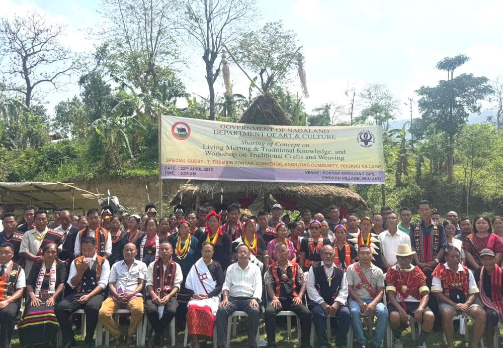 Officials and participants during the workshop on traditional crafts and weaving at Vihokhu Village.