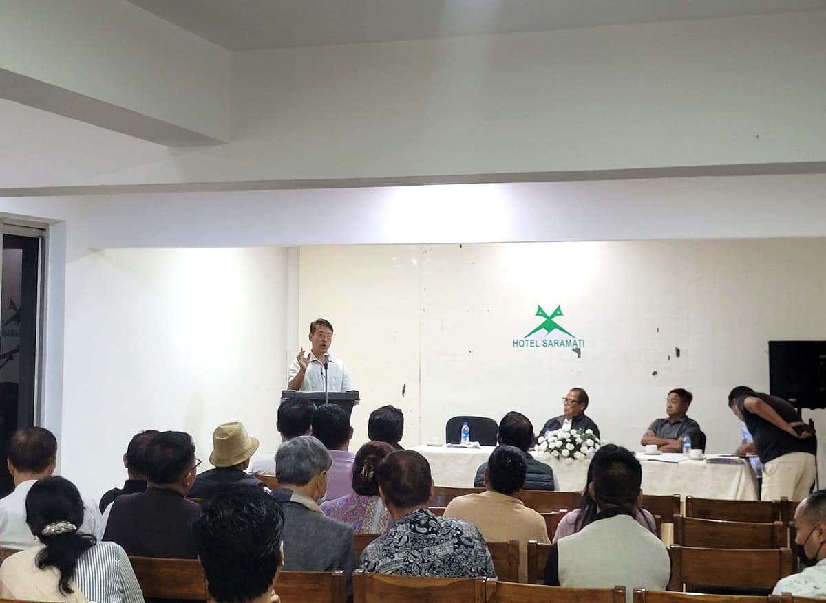 Aggrieved landowners along NH-29 stretch during a meeting at Hotel Saramati in Dimapur.