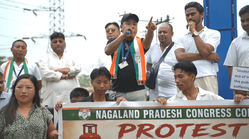 Congress stages rally in Dimapur against rising fuel and LPG prices