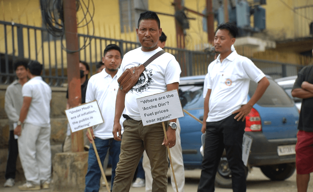 Congress stages rally in Dimapur against rising fuel and LPG prices