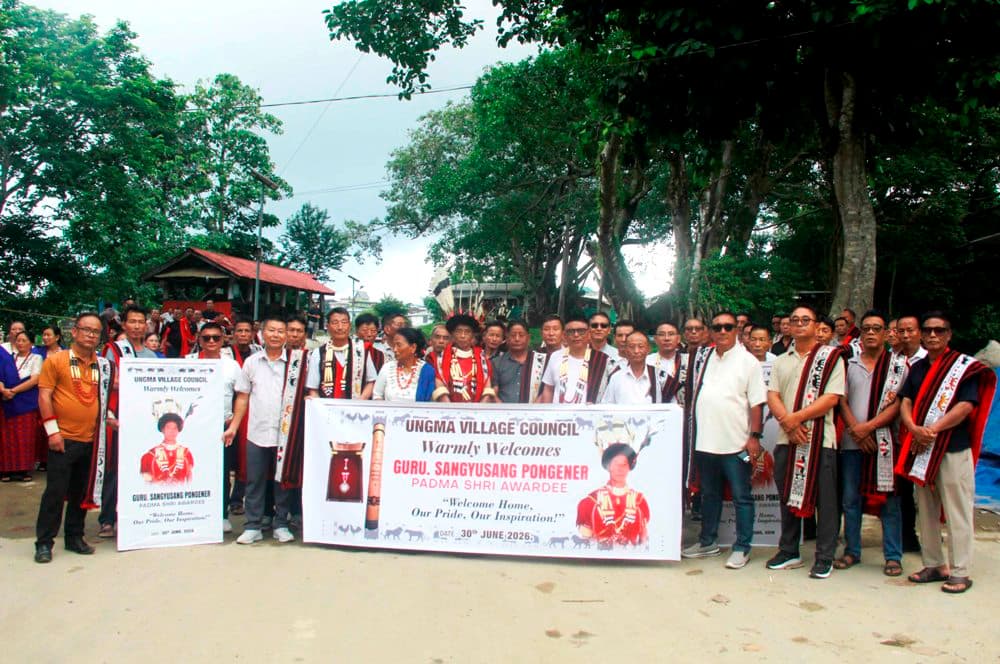 Padma Shri Guru Sangyusang Pongener receives grand welcome in Ungma