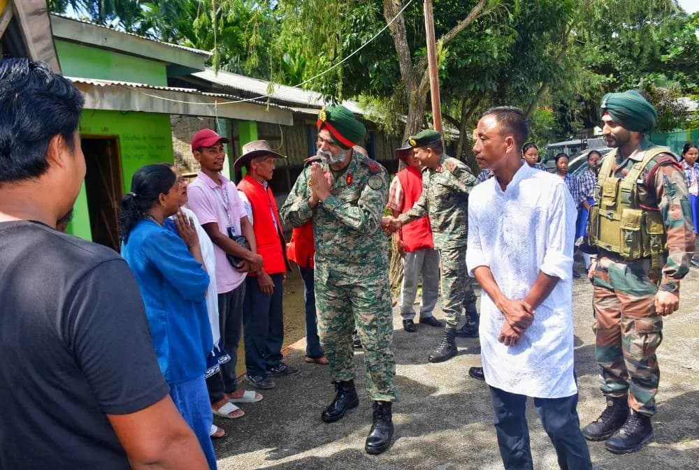 Assam Rifles IG visits flood-hit Tizit, reviews relief efforts