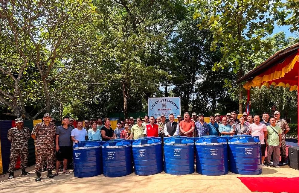 173 Battalion CRPF distributes water storage tanks in Dimapur