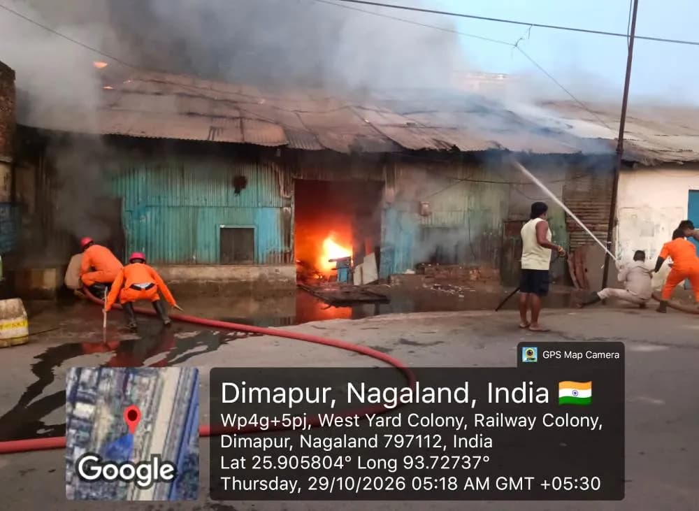 Fire damages scrap godown in Dimapur, affects nearby hotel