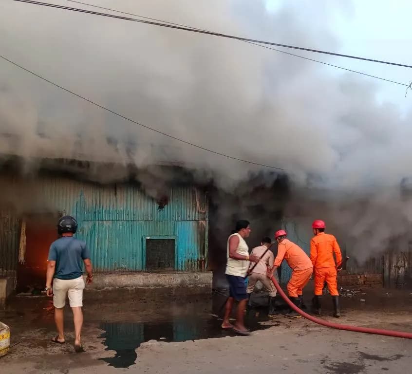 Fire damages scrap godown in Dimapur, affects nearby hotel